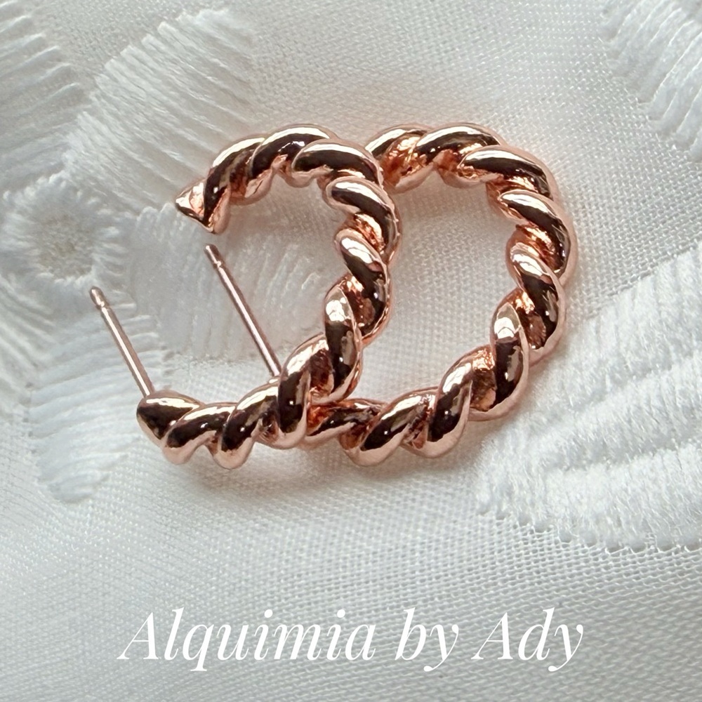 Alquimia Rose Gold Twisted Hoop Earrings